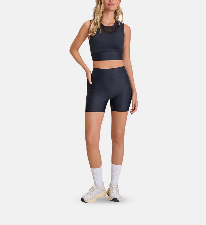 LIVE! Side Pocket Mid-thigh Shorts, Black, L, Model View