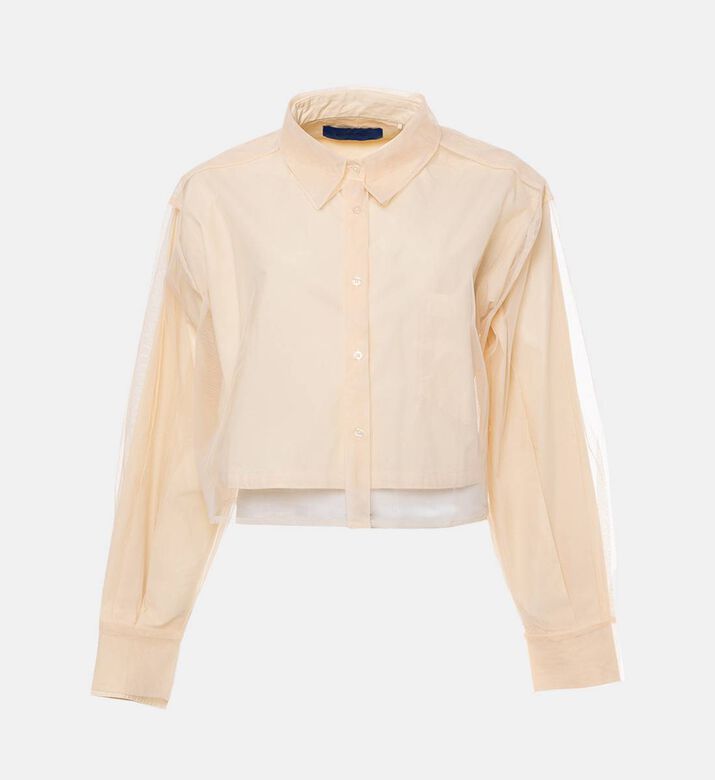 Mes Demoiselles Cropped Button Closure Shirt, Beige, 40, Packshot View