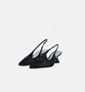Leather Mesh Slingback Heels Leather Mesh Slingback Heels
