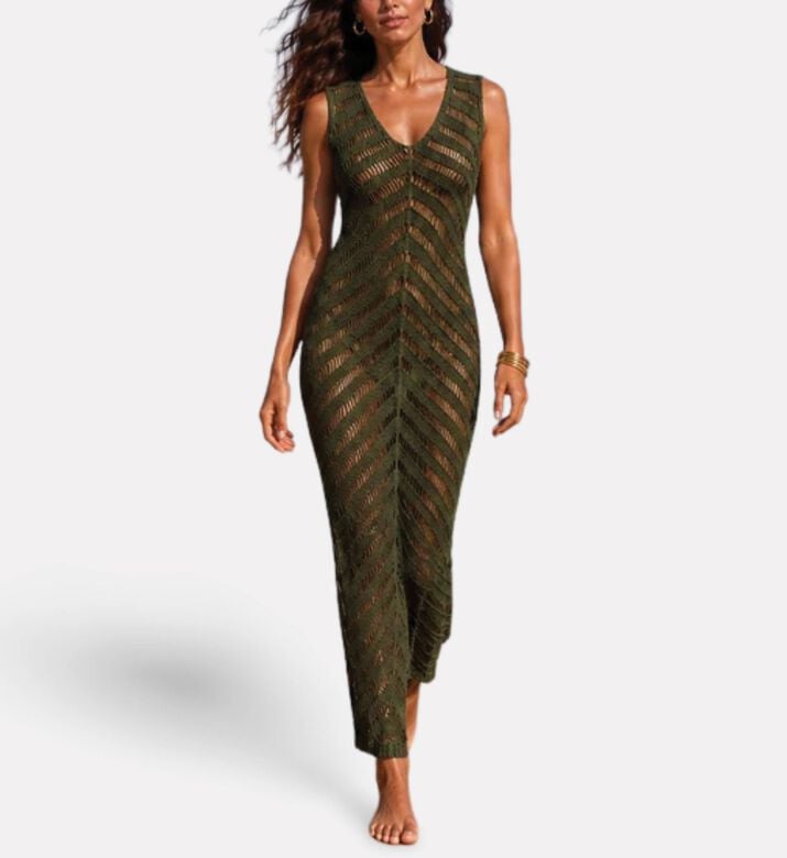 Praias Dress Ariana, Green, Model View