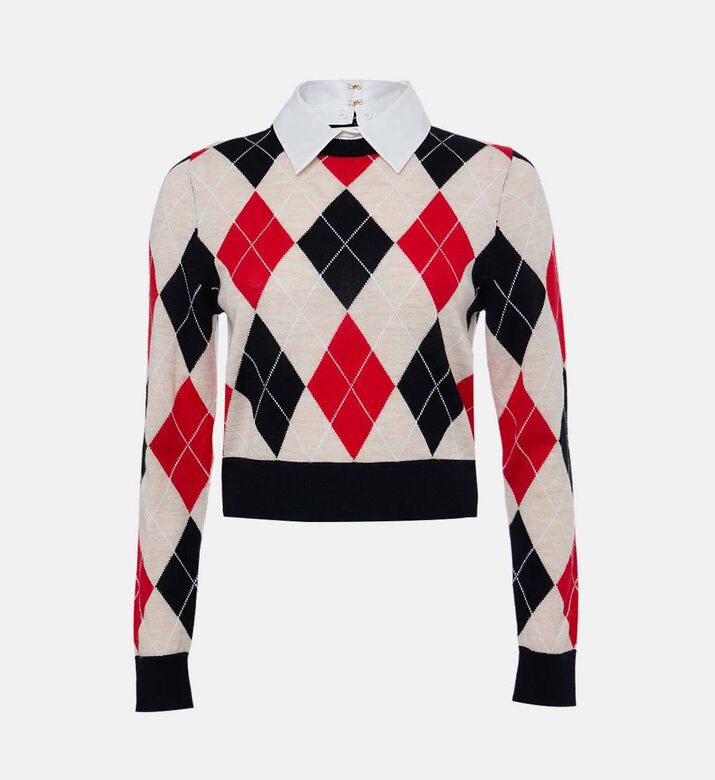 Alice and Olivia Diamond Pattern Long-sleeve Sweater, Packshot View