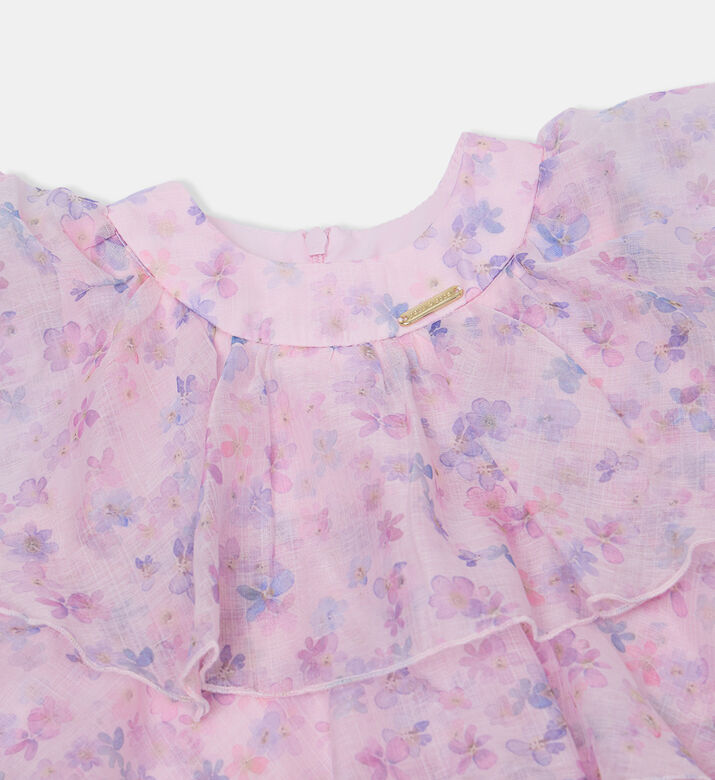 طقم فستان بطبعة أزهار بطبقات