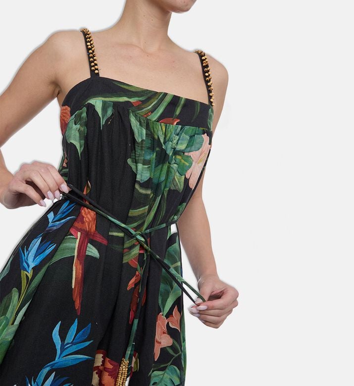 Farm Rio Tropical-print Chiffon A-line Mini Dress, Model View