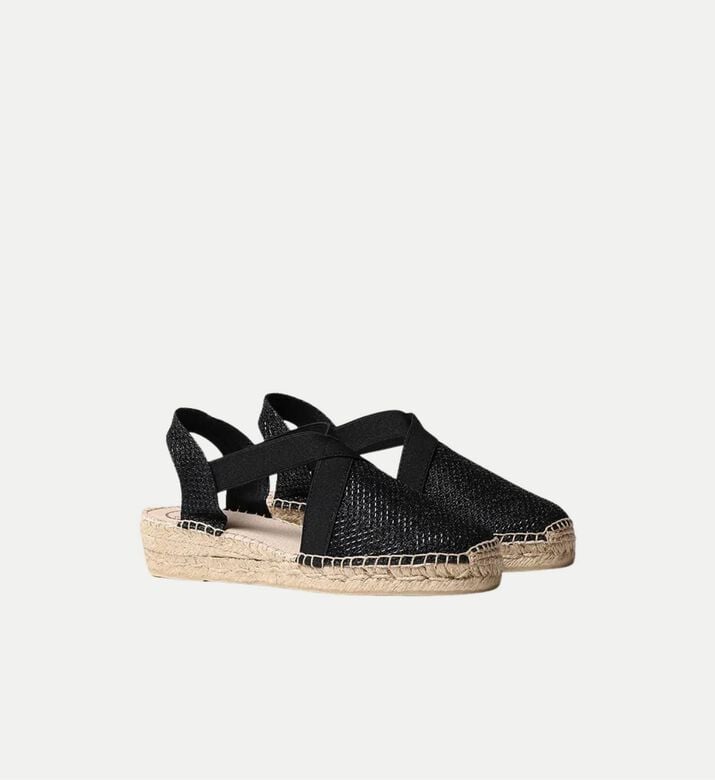 Toni Pons Velino-s Shimmery Cotton Blend Low-wedge Closed-toe Espadrille, Black, Eu-40, Packshot View