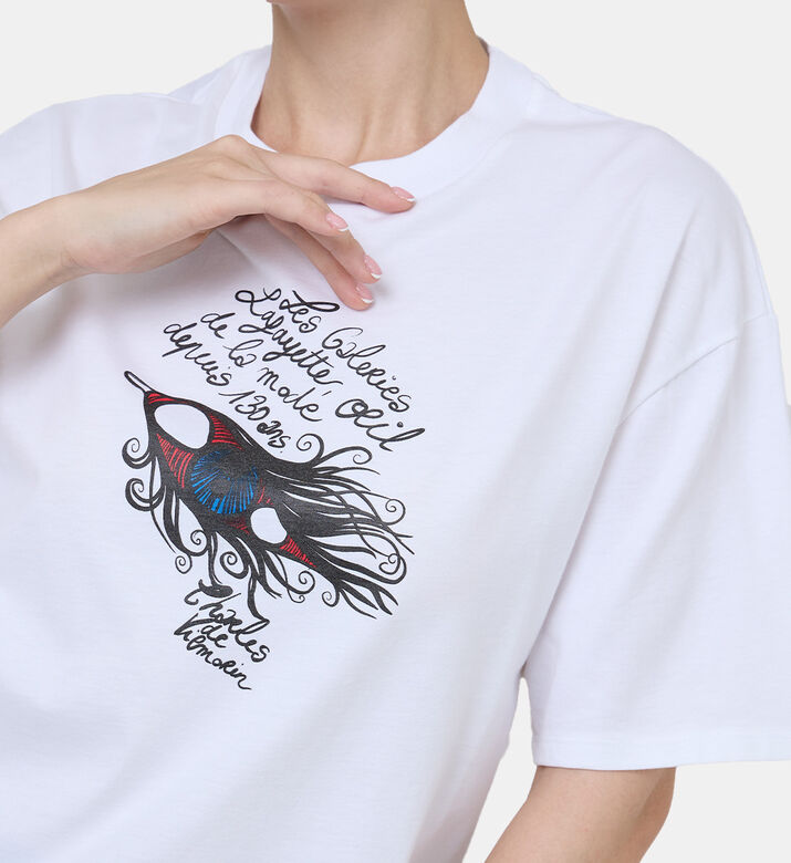 تيشيرت قطن بياقة مستديرة بطبعة عين