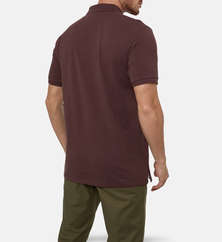 Hackett London Heritage Logo-print Button Placket Polo, Brown, S, Model View