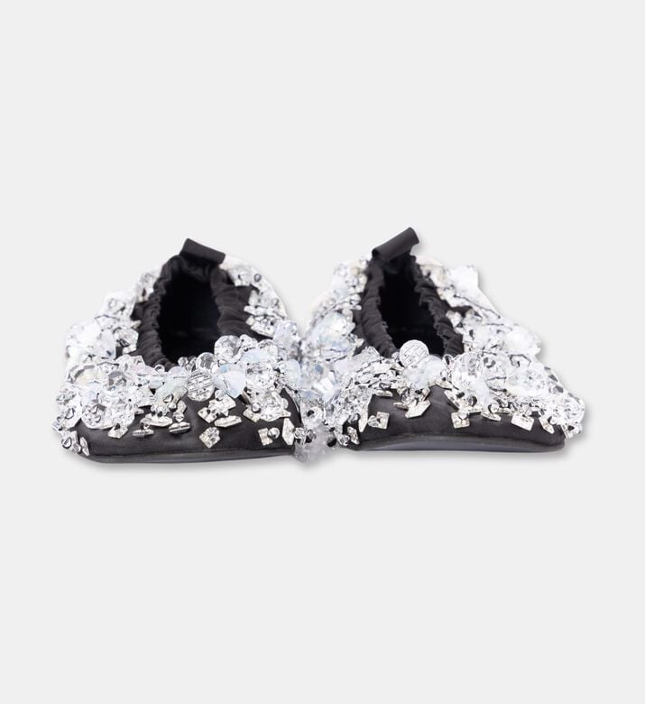 Anouki Crystal-embellished Ballet Flats, Black, Eu-40, Packshot View