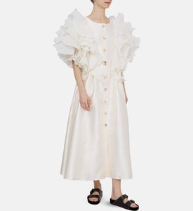 فستان واسع بأكمام مكشكشة