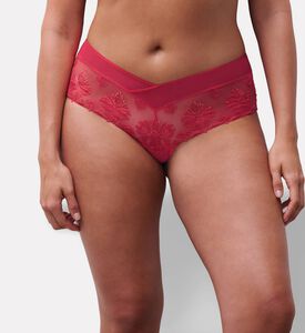 Chantelle High-waisted Lace Shorty, Red, S, Model View
