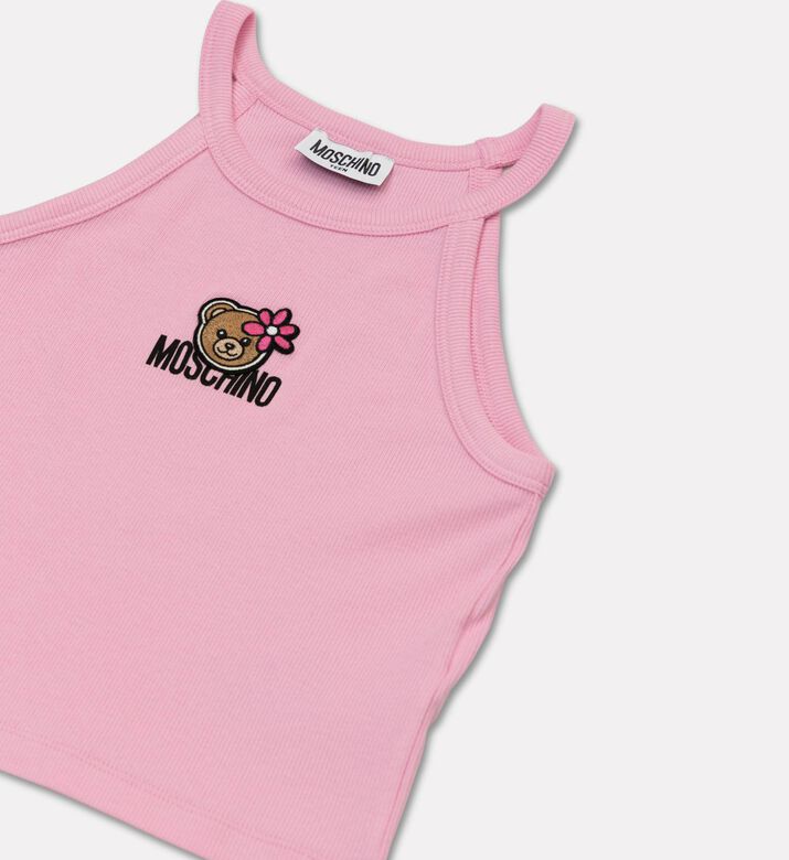 Moschino BKT Appliqu&eacute; Ribbed Tank Top, Pink, 12y, Packshot View