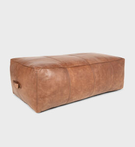 Home Deco and More Savio Leather Rectangular Pouf, Packshot View