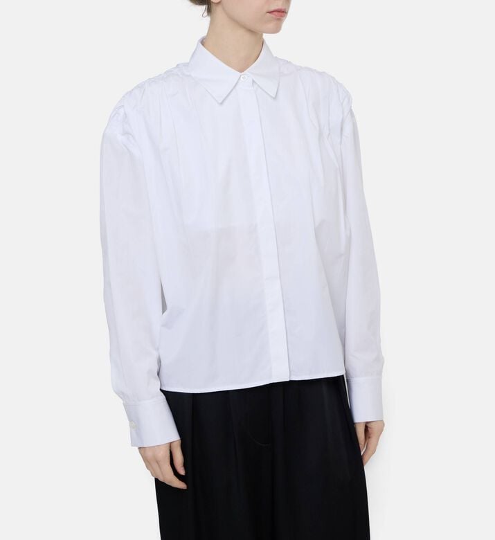 Jil Sander Cotton Poplin Shoulder Pleating Shirt, Model View