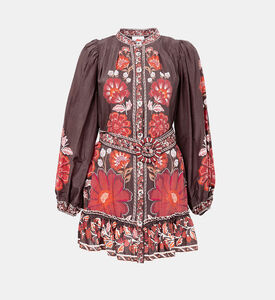 فستان جيجي مزدان برسوم قصير