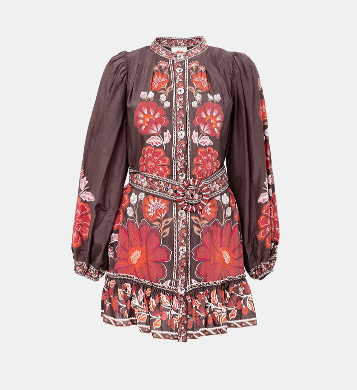 فستان جيجي مزدان برسوم قصير