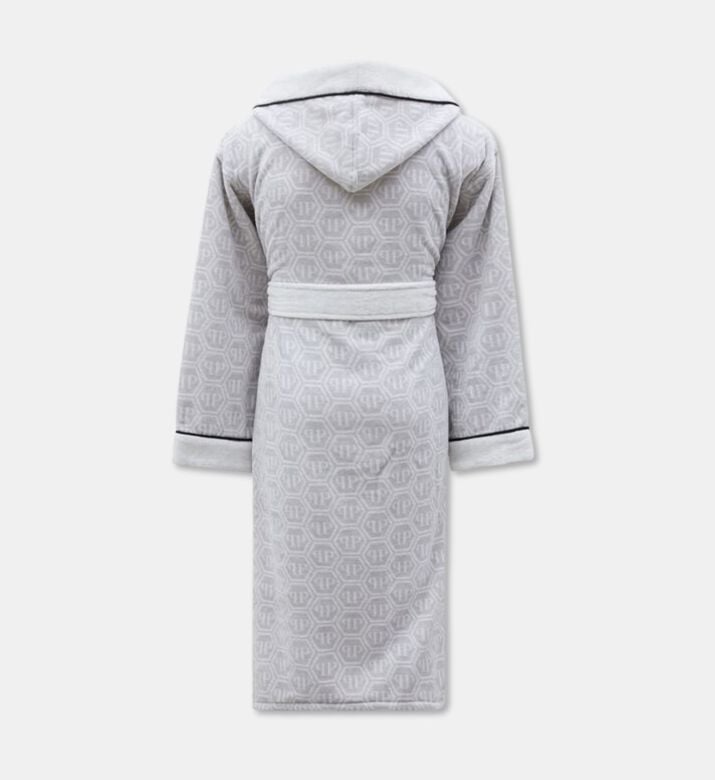 Philip Plein Logo-print Hooded Bath Robe, White, L-xl, Packshot View