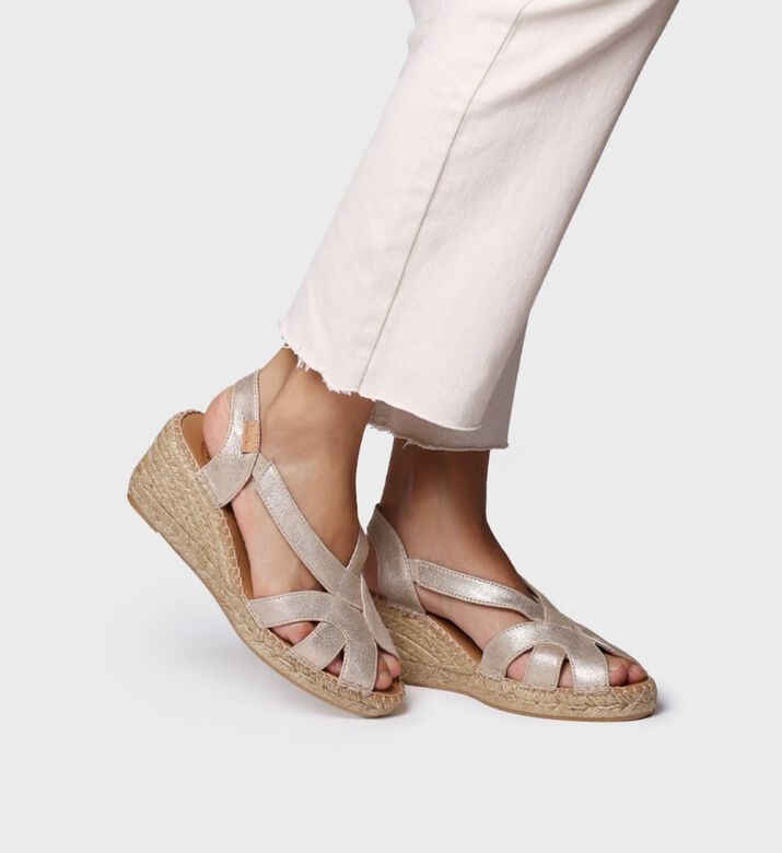 Toni Pons Lucia-as Metallic Leather Mid-wedge Espadrille, Packshot View