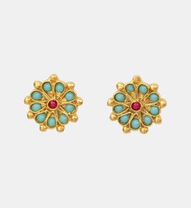 Ottoman Hands Marigold Beaded Stud Earrings, Packshot View