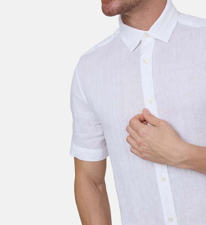 قميص كتان بأكمام قصيرة