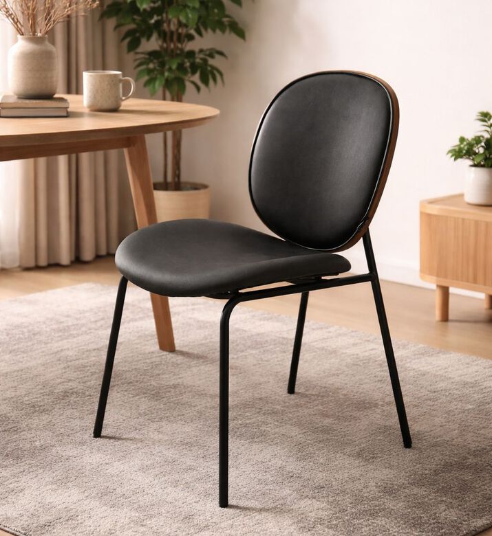 Home Deco and More Sahara Leather Dining Chair, Dark-grey, Packshot View