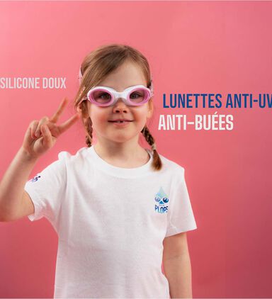 White Junior Swimming Goggles Ultra-soft Band With Pink Cherries