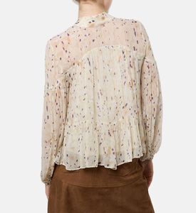 Ba and Sh All-over Graphic-print V-neck Top, Beige, M, Model View
