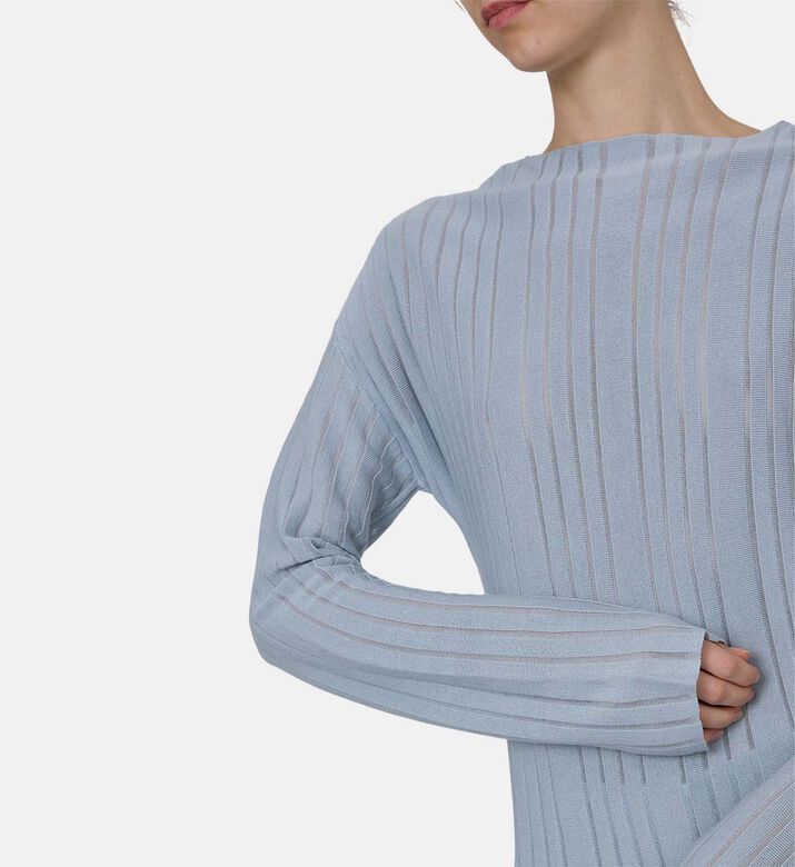 بلوزة طويلة الأكمام محبوكة بياقة دائرية