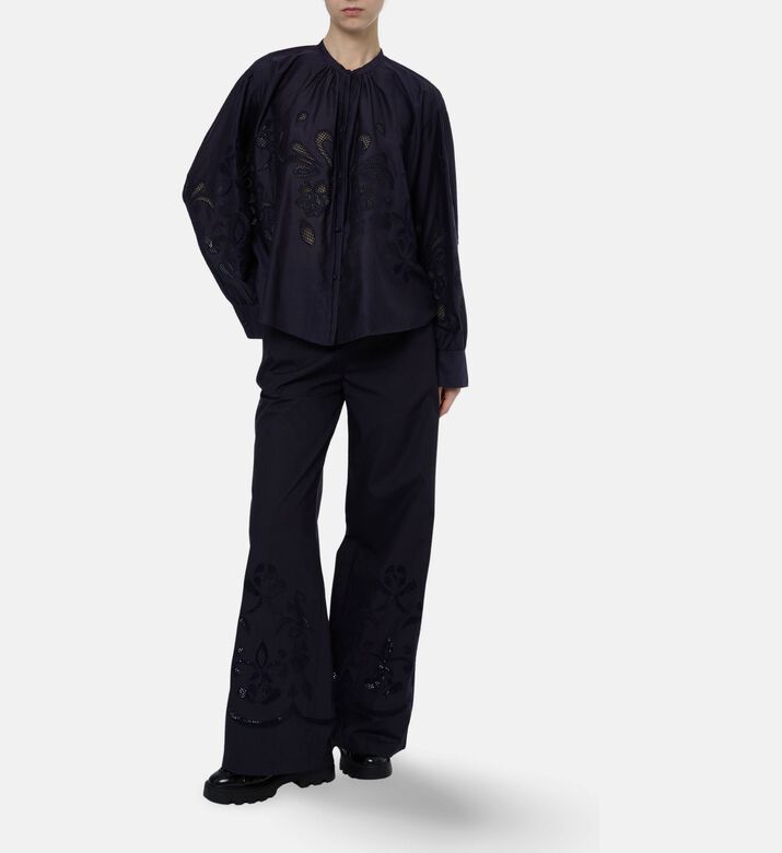 Forte-Forte Flower-embellished Wide-leg Pants, Model View