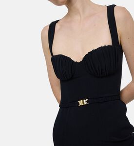 Rowen Rose Gold-tone Buckle Belt Maxi Dress, Model View