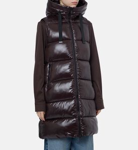 Save the Duck Padded Sleeveless Hooded Vest, Brown, Xl, Model View