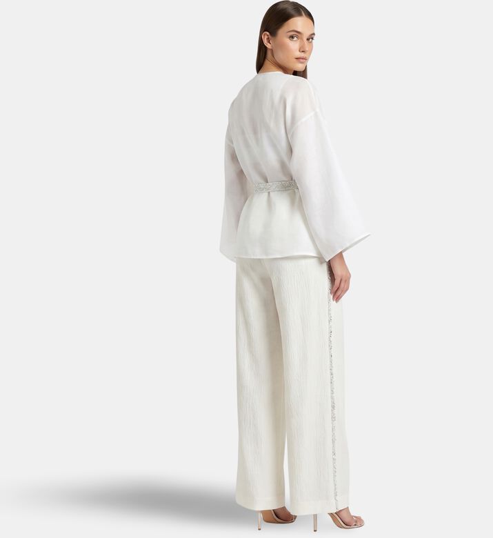 Savanna Textured High-rise Wide-leg Trousers, Model View