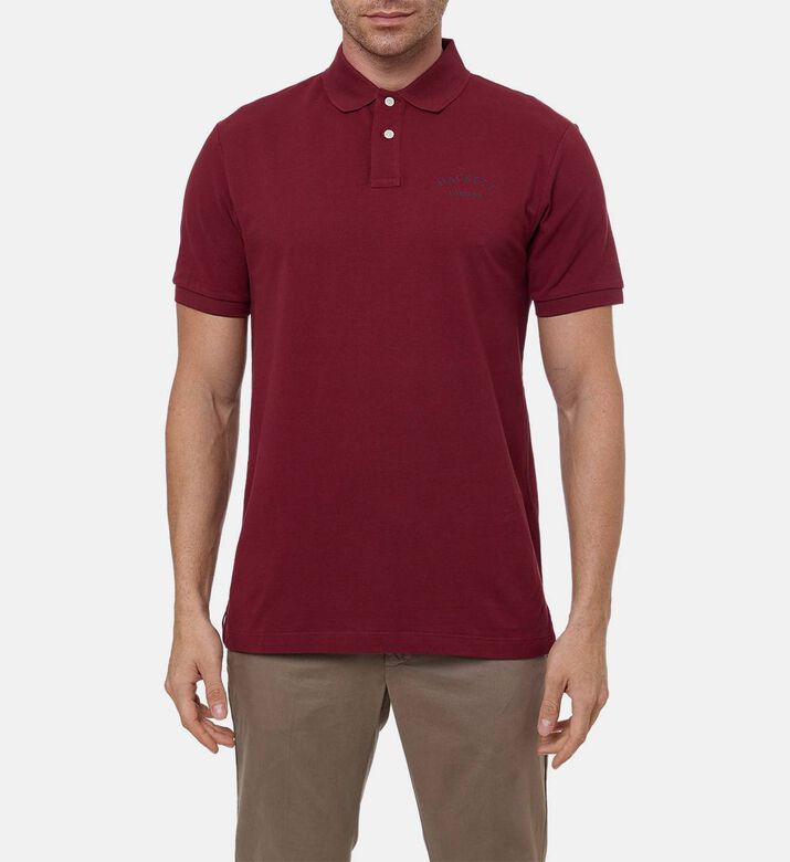 Hackett London Logo-embroidery Short-sleeve Polo Shirt, Burgundy, M, Model View