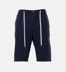 Drawcord Cotton Linen Blend Shorts