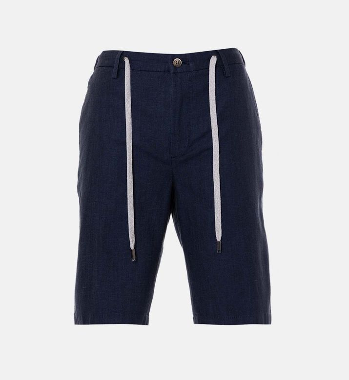 Drawcord Cotton Linen Blend Shorts