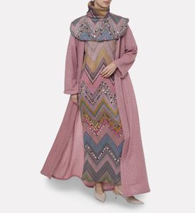 Dalia Al Azem Chevron-print Dress Cardigan 3-piece Set, Model View