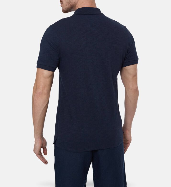 Vince Button Placket Short-sleeve Polo, Blue, M, Model View
