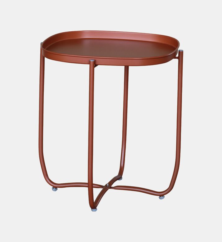 Home Deco and More Qingdai Metallic Round-shape Side Table, Brick, Packshot View