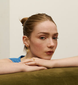 Ottoman Hands Moonstone Drop Stud Earrings, Packshot View