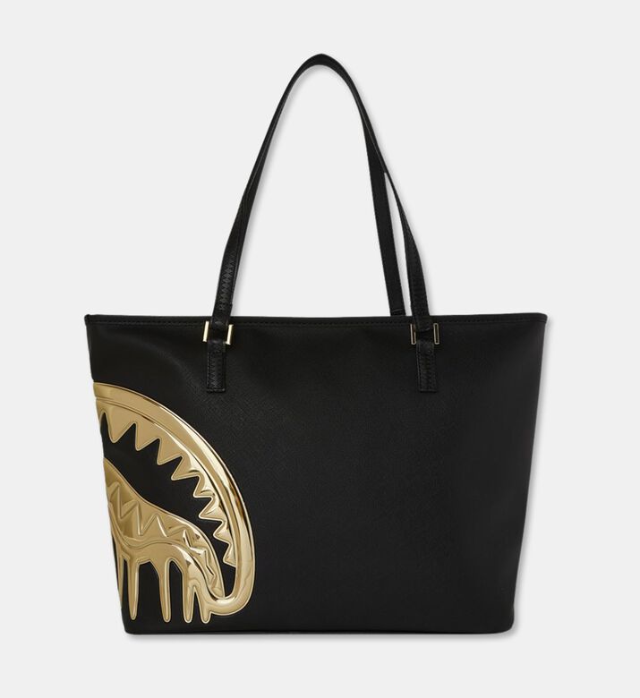 Sprayground Gold Drips Shark Mouth Tote Bag, Packshot View