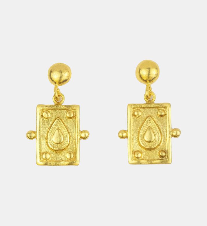 Ottoman Hands Rectangular-shape Drop Stud Earrings, Packshot View