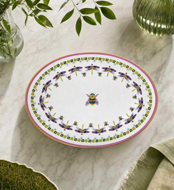 Baci Milano Amazzonia Oval Porcelain Plate, Model View