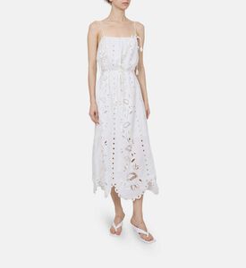 Floral-embroidery Richelieu Sleeveless Maxi Dress