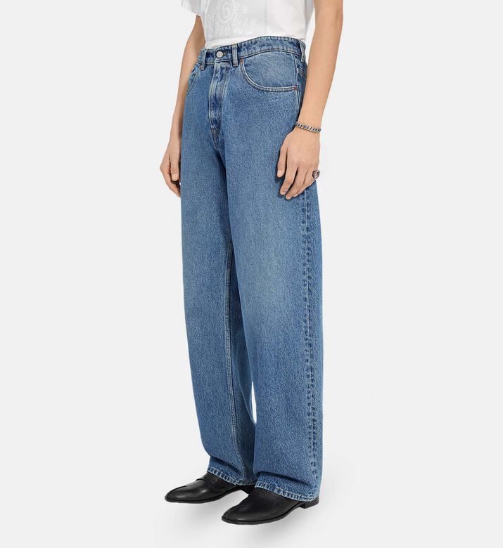 Faded Wide-leg Denim Pants