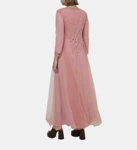 Pearl Rhinestone Embellished Tulle Satin Dress