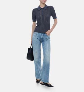 كنزة قصيرة الأكمام محبوكة