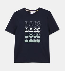 Boss Multi-logo-printed Jersey T-shirt, Navy, 14y, Packshot View