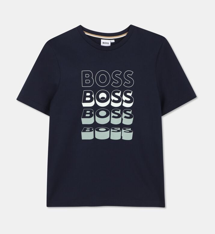 Boss Multi-logo-printed Jersey T-shirt, Navy, 14y, Packshot View