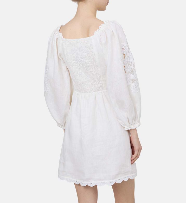 Floral-embroidery Short-sleeve Mini Dress Floral-embroidery Short-sleeve Mini Dress