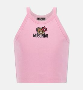Moschino BKT Appliqu&eacute; Ribbed Tank Top, Pink, 12y, Packshot View