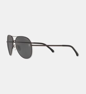 Chanel Aviator Logo-label Sunglasses, Black, Packshot View
