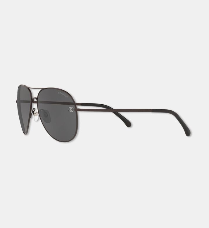 Chanel Aviator Logo-label Sunglasses, Black, Packshot View